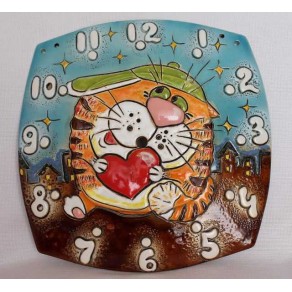 Сувенир часы кот с сердцем, 27*27 см. арт. нвп-21306