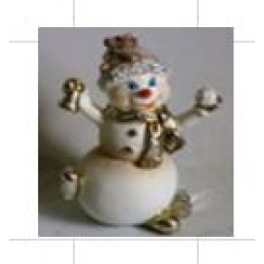 Статуэтка снеговичок маленький с колокольчиком и снежком 12 см. арт. нф-180
