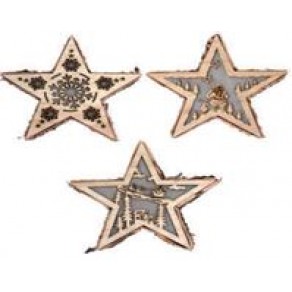 Декорация рождественская звезда с подсветкой деревянная 23 см. арт. psli-7136