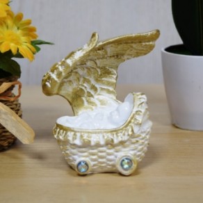 Статуэтка ангел мини в коляске белый/золото 9,5 см арт. ДС-038АК