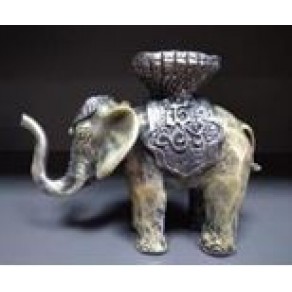 Подсвечник из полистоуна слон серебро 13см арт. ПЛ-12316