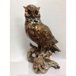 Статуэтка из полистоуна сова на коряге бронза 35см арт. ПЛ-12417