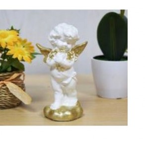Статуэтка ангел мини с букетиком белый/золото,арт.дс-504-2ак