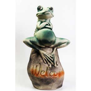 Фигура садовая Лягушка на камне Шамот зел, 44см, арт.НЧК-93