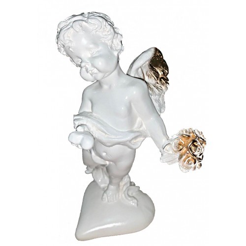 Статуэтка ангел амурчик бел/зол22 см. арт.кл-1596