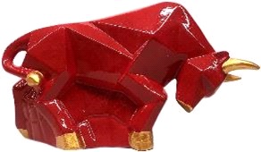 Копилка-оригами бык, красный акрил с золотом разм.см. 183010 арт.ккю-10301