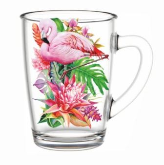 Кружка для чая 300мл.,фламинго в тропиках,арт. дек-334-д-1