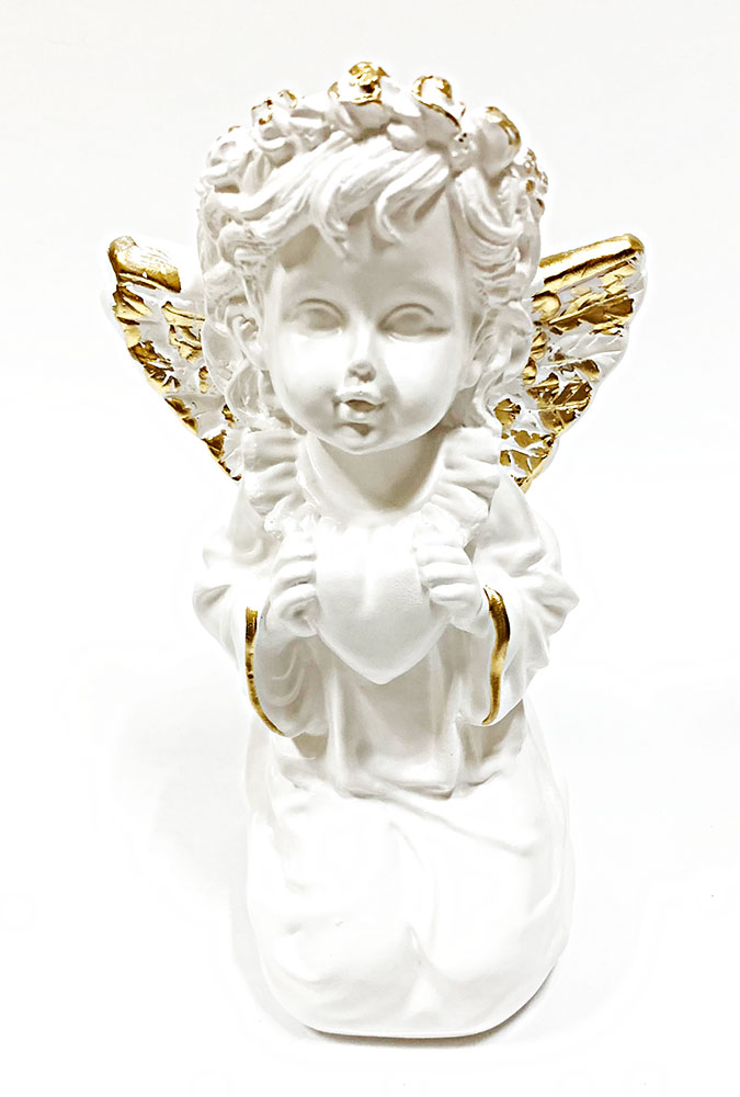 Статуэтка ангел с сердцем малый бело-золотой 18см. арт. скл-1169