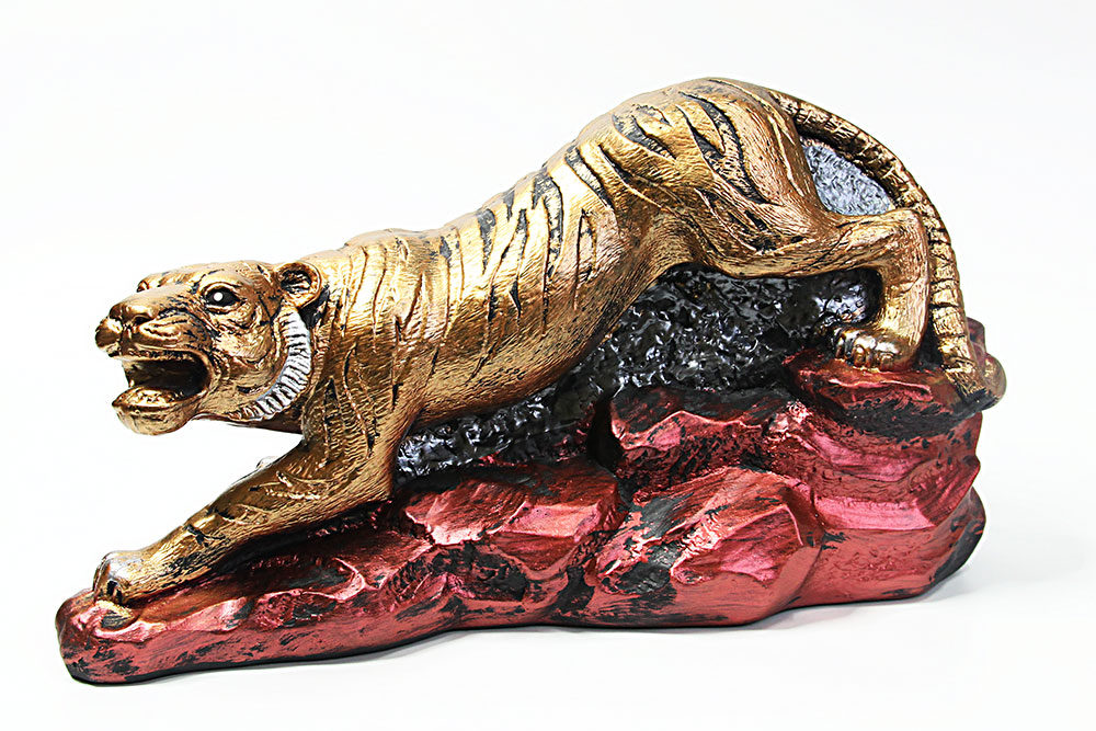 Статуэтка Тигр на камнях Бронза цветной, 38 см, арт. СКЛ-4405